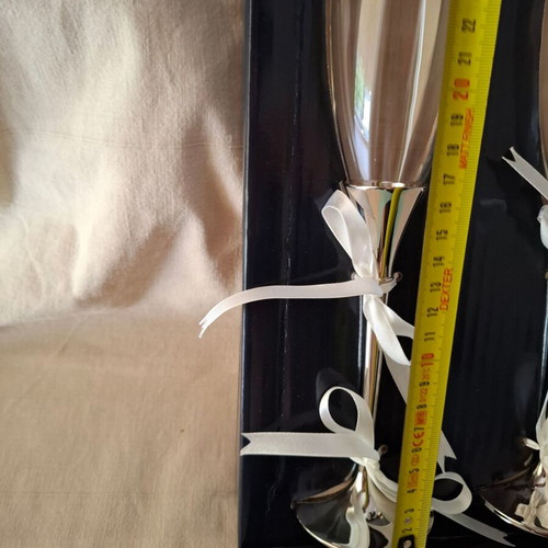 Champagne glasses new, pair with elegant neck design