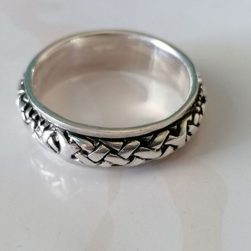 Men's 925 silver ring double band with weave No 68 (US 12)