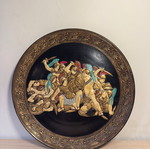 Handmade Greek decorative wall plate used, 41 cm