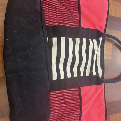 Victoria Secret beach-gym bag used, pink and black striped design