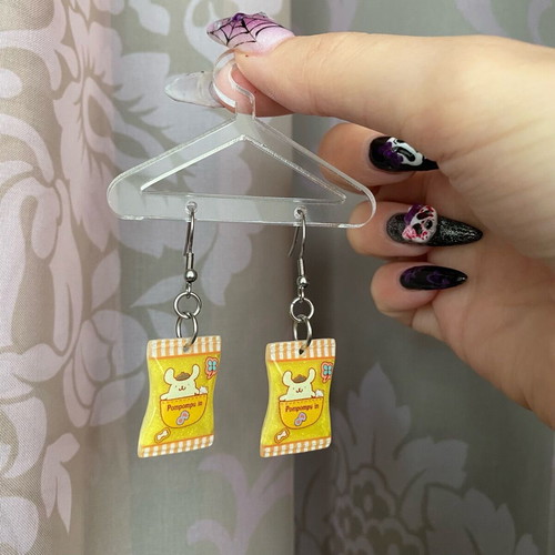 Pompompurin earrings Sanrio new handmade with steel hooks yellow and silver