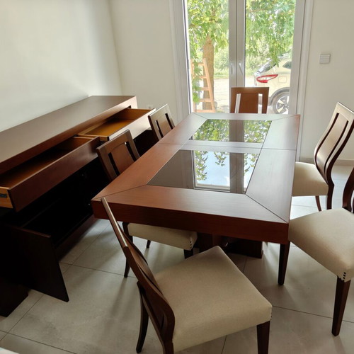 Wooden dining set with 6 chairs and buffet