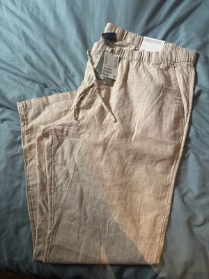 H&M Linen Men's Pants new, beige, size XXL