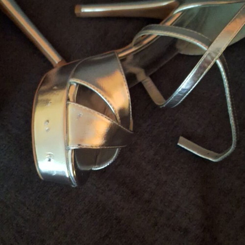 Party shoes size 40 like new, silver platform 3 cm, heel 13 cm