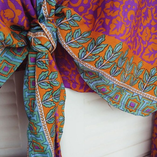Silk shirt, orange and purple, one size