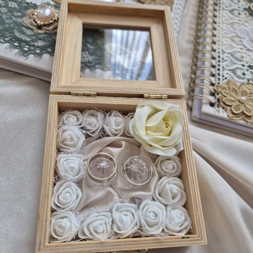 Luxury wedding set handmade with photo album, guest book, ring box