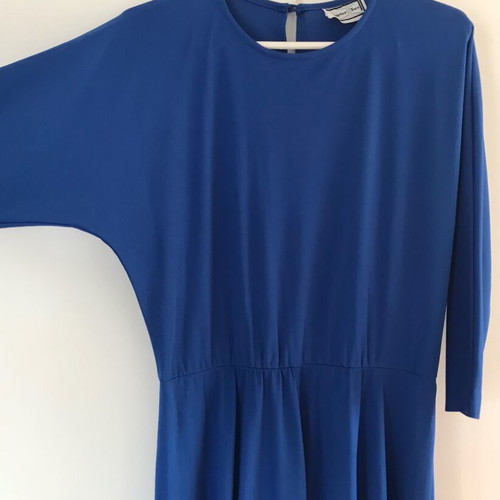 Vintage dress used, blue electric midi, EU 40