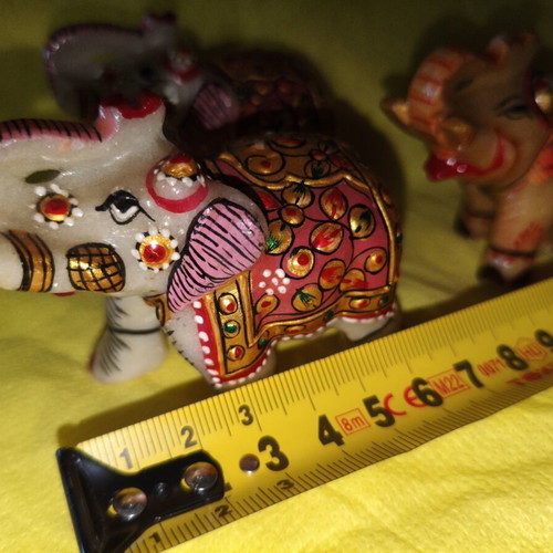 Set of 3 Handmade Marble Elephant Figurines New