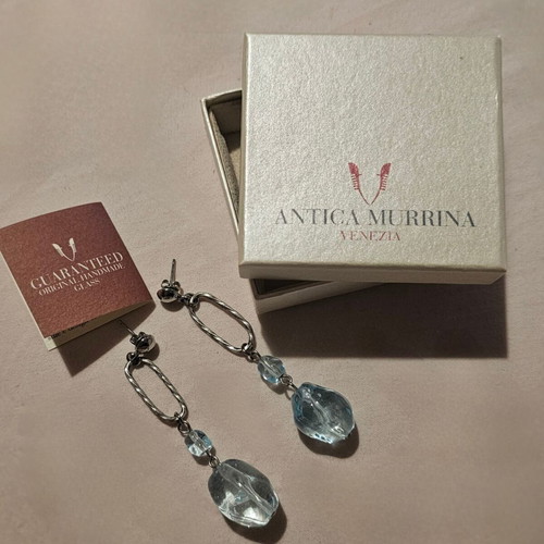 Antica Murrina dangling earrings new with Murano stones turquoise and silver