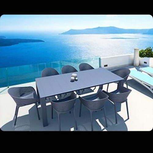 Sky armchairs set of 4 like new, dark grey polypropylene