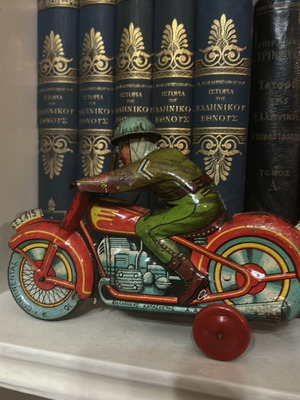 Tin Greek ESA Motorcycle Toy used, rare Ananiadis