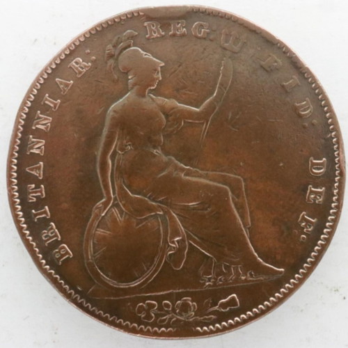One Penny 1854 Queen Victoria used copper coin