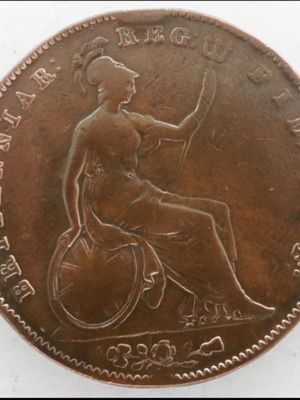 One Penny 1854 Queen Victoria used copper coin