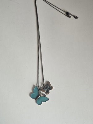 Butterfly Pendant Necklace in Turquoise and Bronze Tone like new