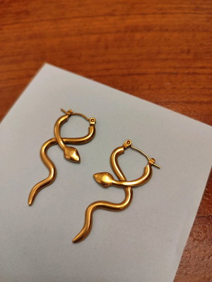 Snake earrings made of steel gold color new