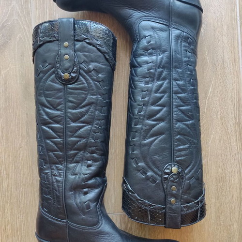 Sendra boots genuine leather black used, cowboy style, size 37