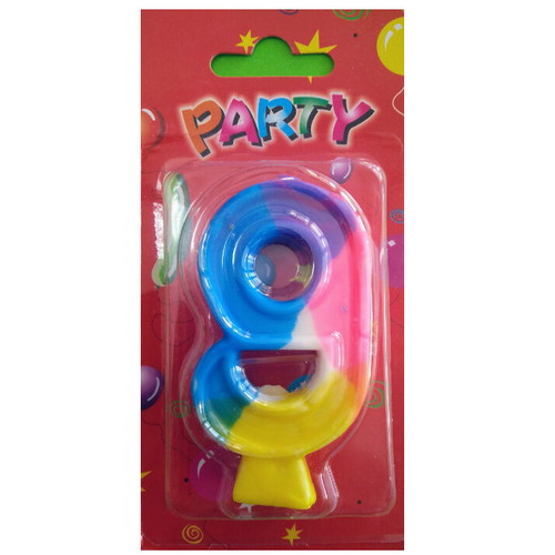 Birthday candle No 9 multicolor