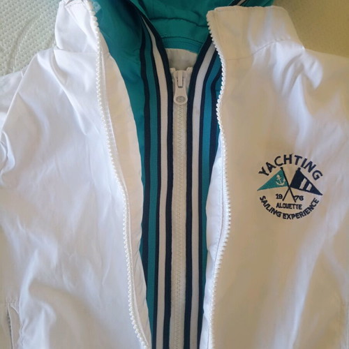 Alouette Yachting Waterproof Windbreaker Jacket like new, white turquoise