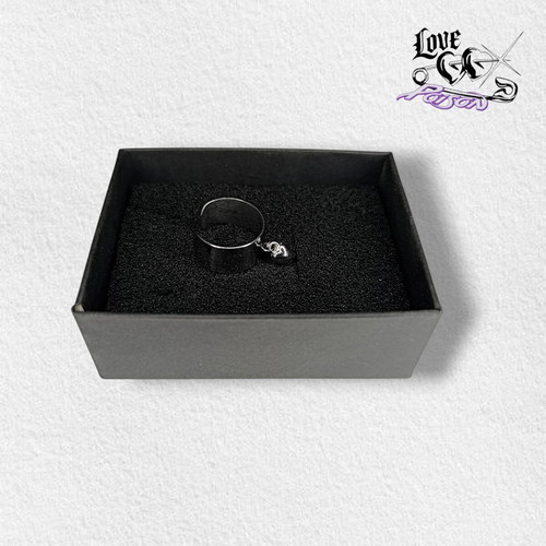Love X Poison Handmade Stainless Steel Silver Ring with Heart Charm