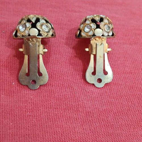 Vintage clip-on women's earrings with enamel and rhinestones like new