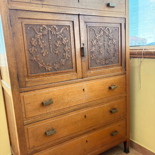 Art Deco vintage drawer cabinet used, wooden