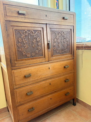 Art Deco vintage drawer cabinet used, wooden