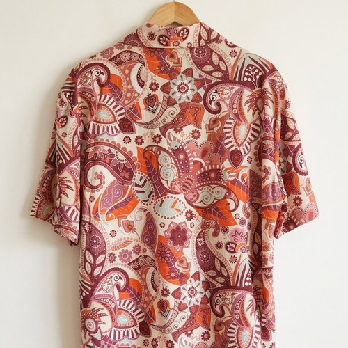 Unalome Floral Short-Sleeve Shirt like new, orange, XXL