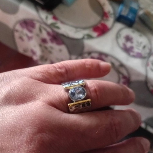 Bijou ring size 8, new, blue and silver