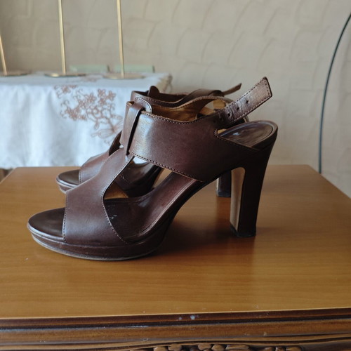 Anna F Leather Sandals Used, Brown, Size 36
