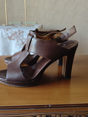 Anna F Leather Sandals Used, Brown, Size 36
