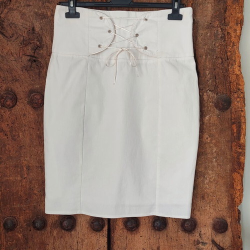 Vintage Y2K high waisted lace up corset skirt like new, white, size S