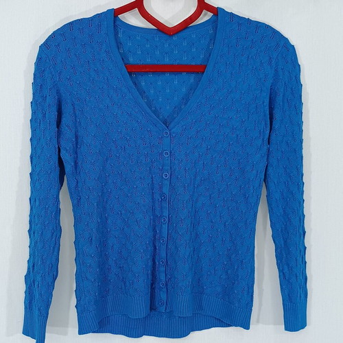 Blue knitted cardigan like new with V neckline size S