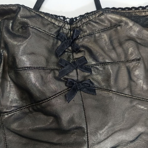 On Line corset top with mesh fabric in anthracite metallic, like new