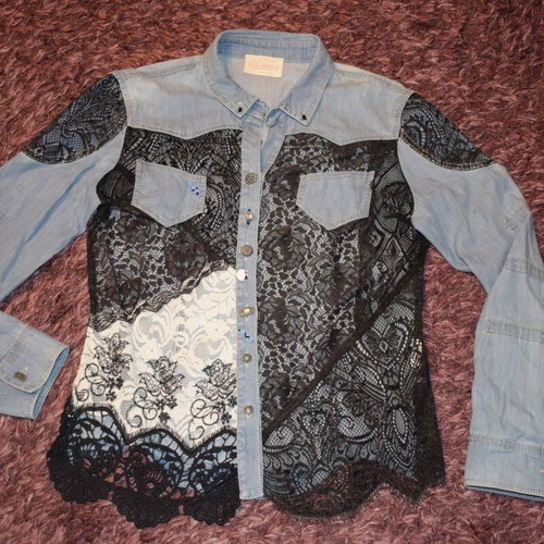 Elisa Cavaletti Shirt Jeans Women size S used, lace details