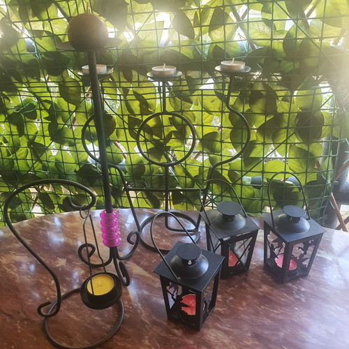 Metal candle holders collection of 6