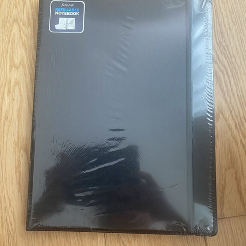 Filofax refillable notebook with magic clip sheets, black