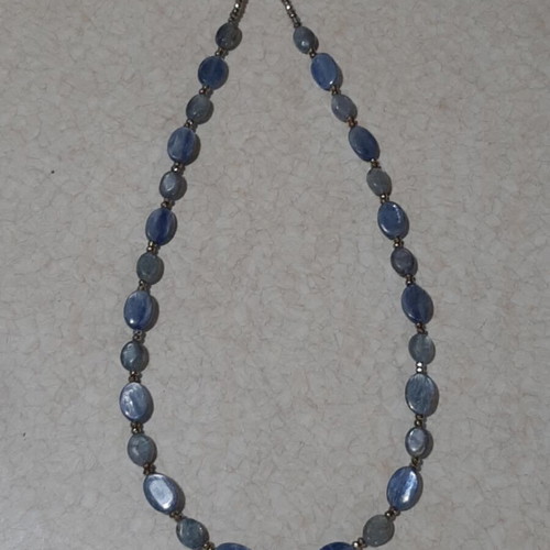 Necklace with kyanite and hematite in 925 silver new