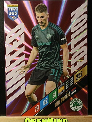 Картичка Filip Duricic Limited FIFA 365 2024 Adrenalyn XL Panathinaikos нова
