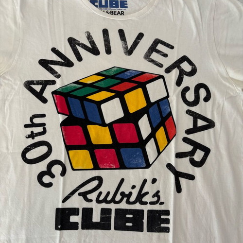 Rubik's Cube white cotton t-shirt size L used