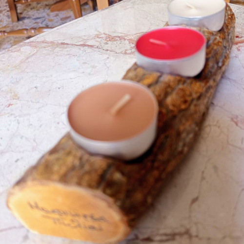 Traditional Handmade Wooden Candle Holder for 3 Tealights from Makrinitsa Pelion