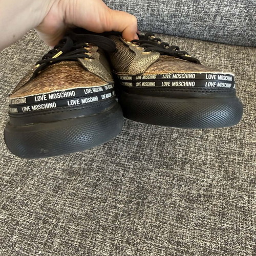 Love Moschino women's sneakers size 39 like new, black and gold