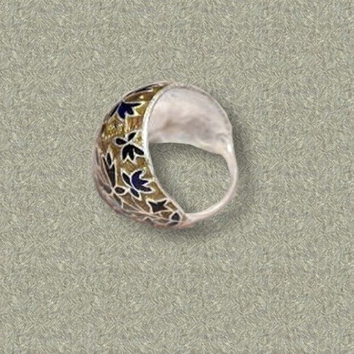 Old Indian silver ring with enamel like new, multicolored