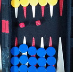 Backgammon case like new with dice, plastic 27×20