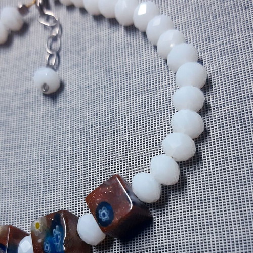 Iceland bracelet with white crystals and 925 silver, handmade