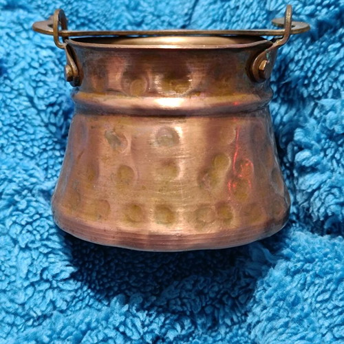 Vintage copper Greek coffee briki set of 3 pieces, good condition