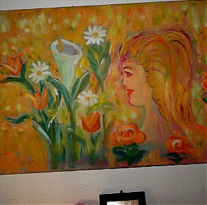 23 €, ζωγραφικός πίνακας τής Μαρίας Καφετζή-Τσολακίδου, μεγέθους 40Χ60, με λαδοχρώματα