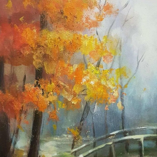 Oil painting Esenna Idiliya new, 50x40 cm, oil and acrylic paints