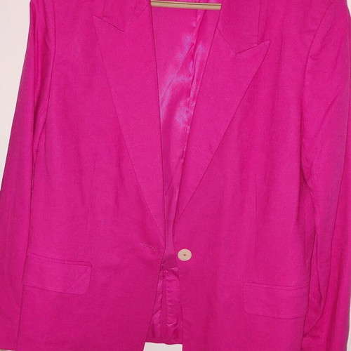 Calliope women's linen jacket new, size XL, fuchsia, long