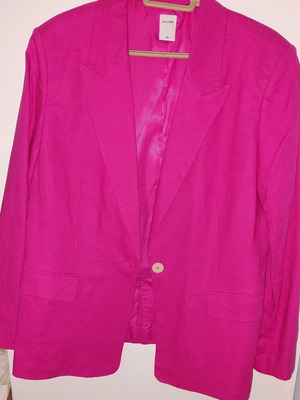 Calliope women's linen jacket new, size XL, fuchsia, long