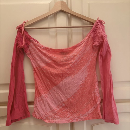 Custo Barcelona pink long-sleeve blouse with smocked shoulders